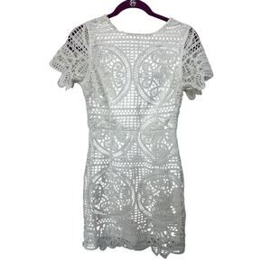 J.O.A. Los Angeles Lace Overlay Mini Sheath Dress White Women's Sz S NWT